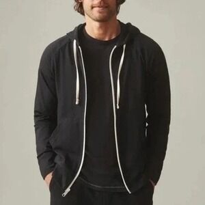 American Giant Men's Lightweight  Black Full Zip Hoodie Made in USA Size L